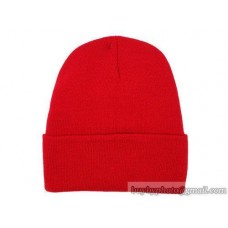 Blank Beanie Knit Hats Caps Red 5